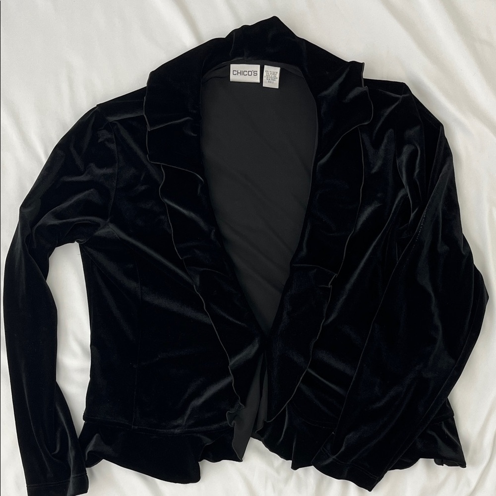 Chico's Elegant Black Velvet Blazer